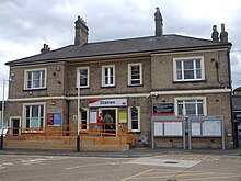 Staines railway station main building, seen from the north