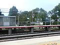 A Plexiglas shelter on the Hempstead-bound platform.