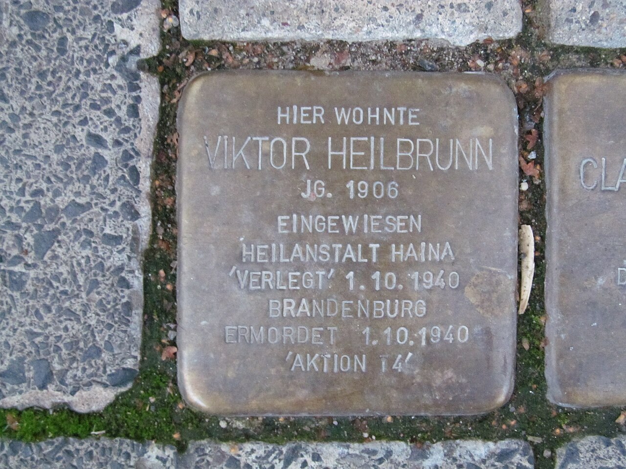 der Stolperstein für Viktor Heilbrunn