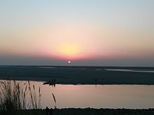 The Chenab river at the Marala Headworks Sunset at Head Marala.jpg