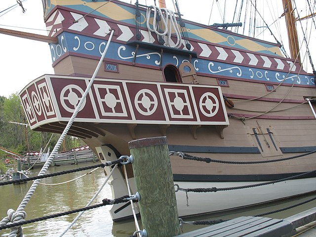 The stern of the replica ship Susan Constant, located in Jamestown Settlement