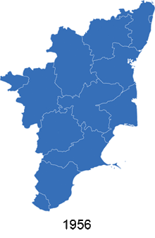 An animation showing the division of districts in Tamil Nadu from 1956 to 2009. Tamil Nadu district animation.gif