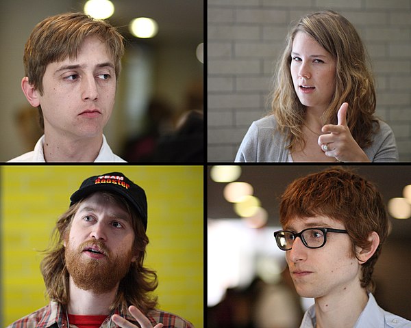 The four members of the Gregory Brothers at ROFLCon 2010