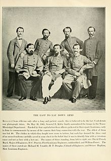 June 1865 Photograph of captured and paroled officers of the 1st Louisiana Engineers CSA. The Photographic History of The Civil War Volume 01 Page 114.jpg