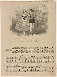 Title page of the cavatina composed by F. Lancelott (1840) The musical bouquet. Come away to the glen. Cavatina. Composed by F. Lancelott (NYPL b12149135-5243496).jpg