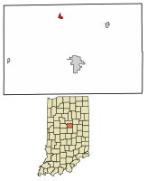 Localização de Sharpsville em Tipton County, Indiana.