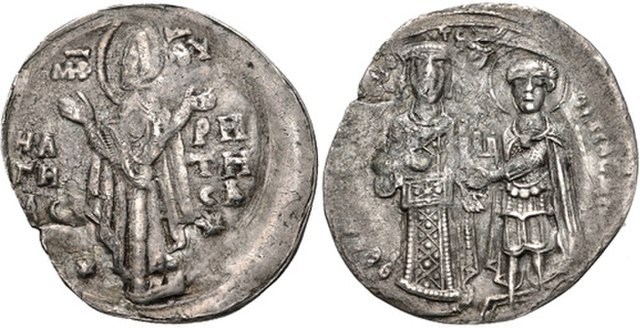 Billon trachy coin of Theodore as Emperor of Thessalonica
