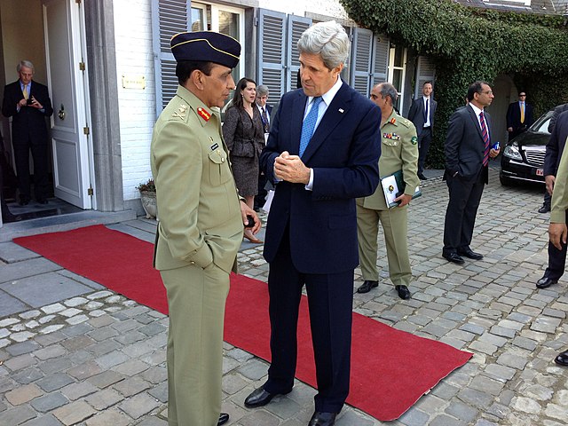 24 April 2013, John Kerry bids farewell to Gen. Kayani in Brussels, Belgium.