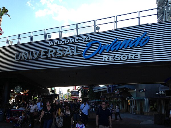 Entrance sign to CityWalk from the parking garage