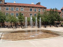 Dalton Trumbo Fountain Court behind the UMC on July 13, 2006 University of Colorado UMC fountains 2006.jpg