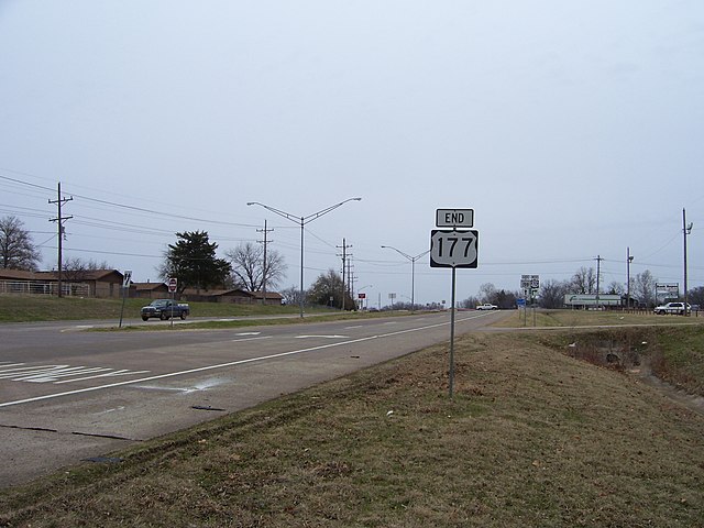 US-177's southern terminus near Madill, Oklahoma