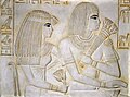 Vezír Ramose s manželkou Merit_Ptah; rané amarnské období; hrobka TT55 Theby