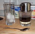 Image 8Vietnamese iced coffee ready to be stirred and poured over ice (from List of national drinks)