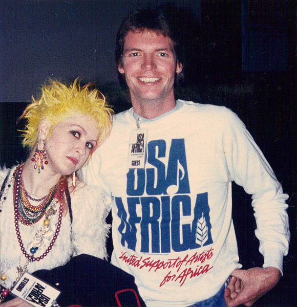 Cyndi Lauper, studio badge, and the sweatshirt given to all attendees at A&M Studios in Hollywood, California on January 28, 1985