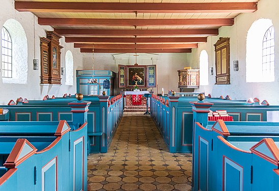 Innenraum der Kirche St. Stephanus mit Ausstattung in Westerhever