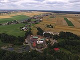Panorama wsi Ligota Oleska znad drogi łączącej Radłów i Sternalice