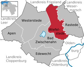 Poziția comunei Wiefelstede pe harta districtului Ammerland
