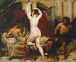 William Etty (1787–1849) – Candaules, King of Lydia, Shews his Wife by Stealth to Gyges, One of his Ministers, as She Goes to Bed – N00358 – Tate.jpg