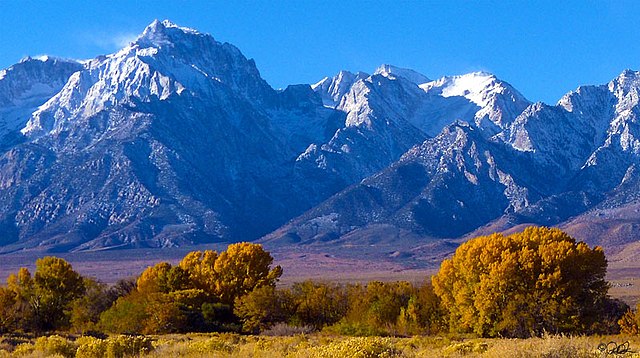 Mount Williamson and Mount Tyndall in the John Muir Wilderness from near Independence Airport