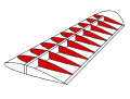 תרשים המדגים מבנה כנף פשוט, צלעות הכנף מודגשות באדום.
