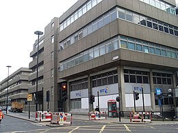 Baynard House, a concrete office block built on the site in the 1970s Wood Street Telephone Exchange (1) - geograph.org.uk - 1221760.jpg