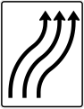 511-22 Verschwenkungstafel; Darstellung ohne Gegenverkehr: dreistreifig nach rechts