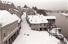Zimski motiv ob Dravi - Taborska ulica 1960.jpg