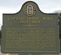 "Georgia Historical Commission 1956" detail, Captain Henry Wirz historical marker (cropped).JPG