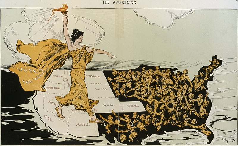 File:"The Awakening" "Votes for Women in 1915 art detail, from- Awakening by Hy Mayer (cropped).jpg