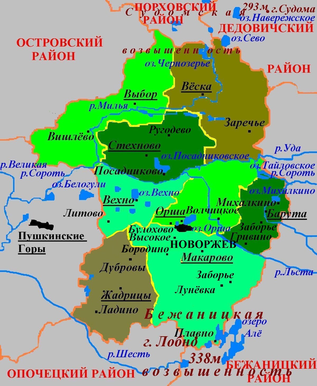 Карта островского района псковской области с деревнями