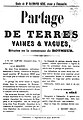 Affiche concernant la vente de terres vaines et vagues en 1853.