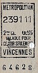 Ticket de 2e classe émis le 239e jour de l'année 1911, soit le dimanche 27 août 1911.