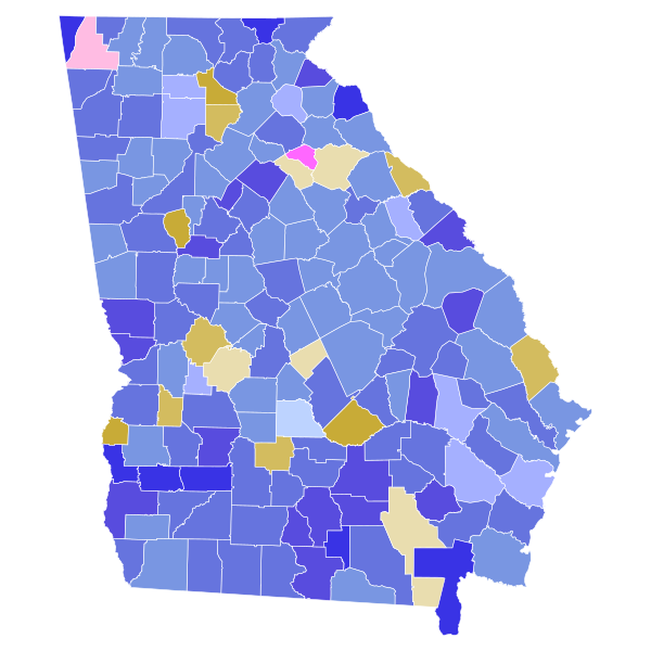 File:1936 Georgia gubernatorial Democratic primary election results map by county.svg