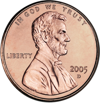 2005 US cent, obverse side]