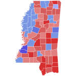 2014 United States Senate election in Mississippi results map by county.svg