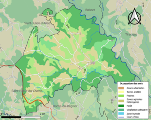 Kolorowa mapa przedstawiająca użytkowanie gruntów.