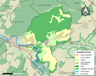 Kolorowa mapa przedstawiająca użytkowanie gruntów.