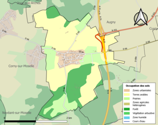 Carte des infrastructures et de l'occupation des sols de la commune en 2018 (CLC).