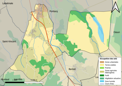 Kolorowa mapa przedstawiająca użytkowanie gruntów.