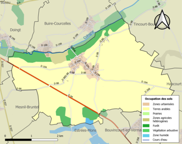 Carte en couleurs présentant l'occupation des sols.