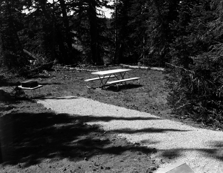 File:A completed campsite with firepit and picnic table, Cedar Breaks National Monument campground. ; ZION Museum and Archives Image (56cf38085da244788b0b0bcc1030613b).tif