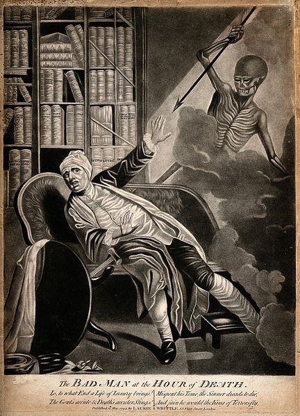 File:A gouty man startled by death; represented as a skeletal fig Wellcome V0010870.jpg