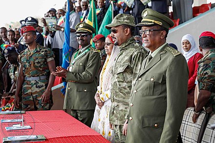 Abiy with military commanders in February 2019