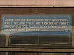 Hinweisschild des Hamburger Verkehrsverbunds zur Einstellung der Straßenbahn