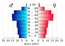 Bevolkingspiramide van de gemeente Stein