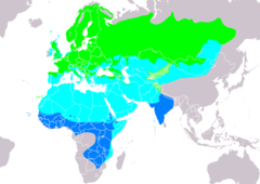Distribución de Anthus trivialis