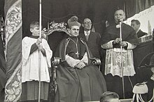 Don Piero Carcano and Archbishop Montini kick off work on the new church. (1957) Arcivescovo Montini lavori chiesa San Martino.jpg