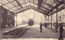 La gare de la Bourse, sur la ligne de Tours à Saint-Nazaire, vers 1905.