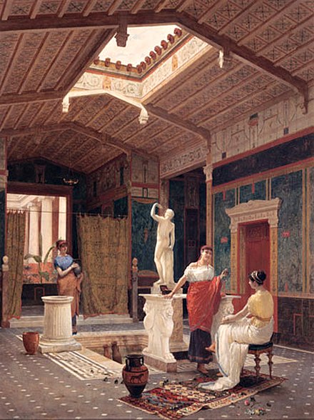 A late 19th-century artist's reimagining of an atrium in a Pompeian domus