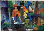 Vorschaubild für Datei:August Macke - Frau mit Papagei in einer Landschaft.jpg